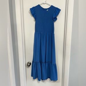 Midi Blue Dress with shoulder detail